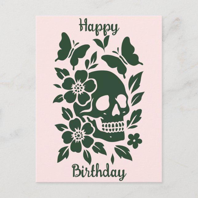 Carte Postale Crâne et Papillons (Devant)