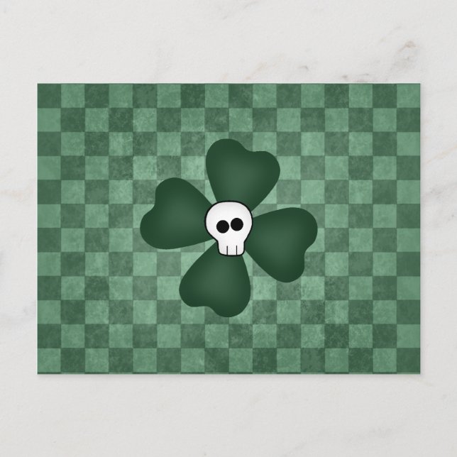Carte Postale Crâne et shamrock (Devant)
