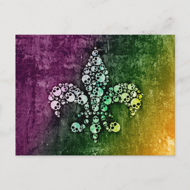 Carte Postale Crâne Fleur De Lis (Devant)