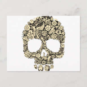 Carte Postale Crâne fleuri fleuri
