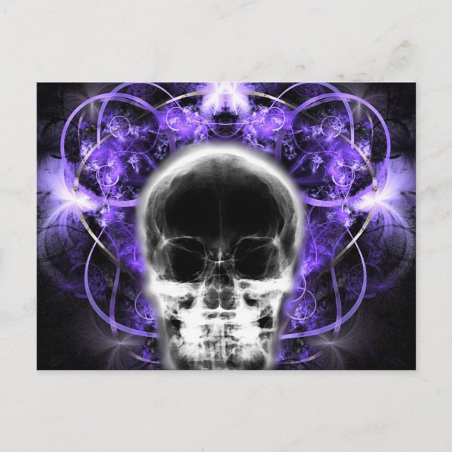 Carte Postale Crâne fractal à papillon X-Ray - violet (Devant)