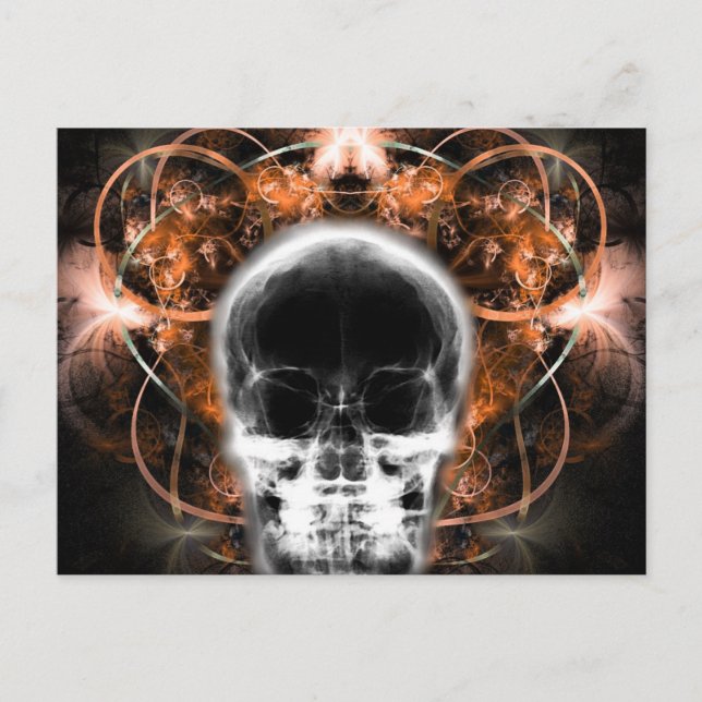 Carte Postale Crâne fractale à papillon X-Ray - Orange (Devant)