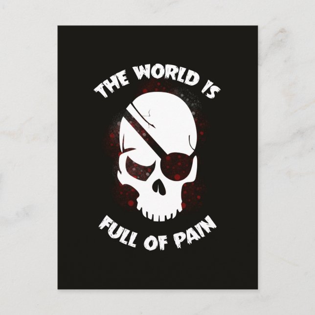 Carte Postale Crâne Halloween noir foncé (Devant)