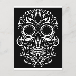 Carte Postale Crâne noir et blanc / Jour des morts