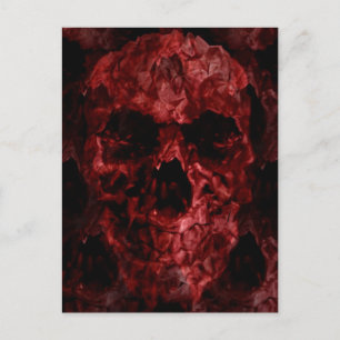 Carte Postale Crâne rouge effrayant d'Halloween crâne d'horreur