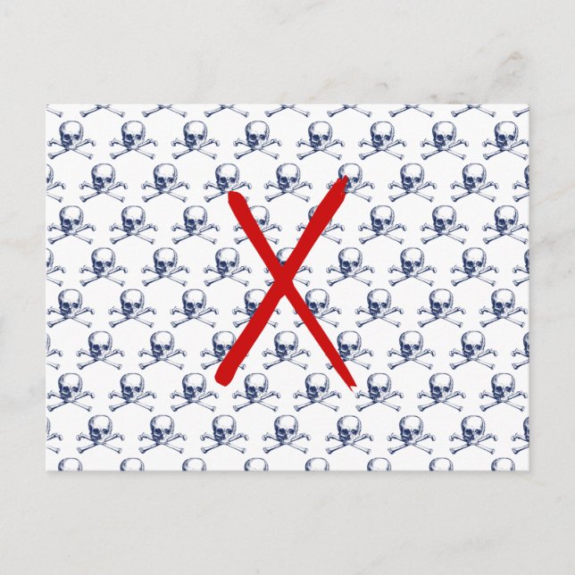 Carte Postale Crâne vintage et os croisés (Devant)