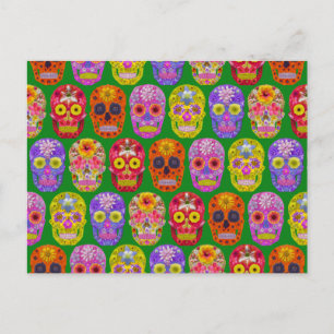 Carte Postale Crânes de fleurs Motif sans soudure 2018