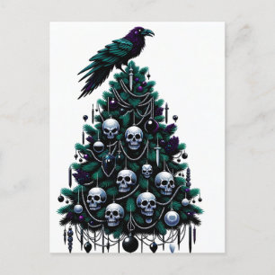 Carte Postale Crânes gothiques et corbeau Arbre de Noël