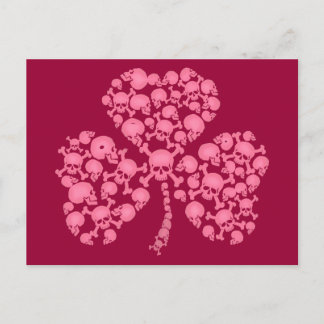 Carte Postale Crânes Shamrocks roses