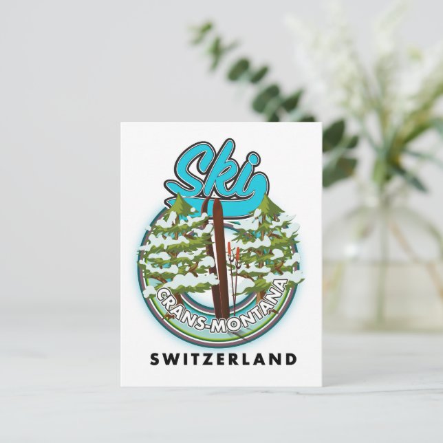 Carte Postale Crans-Montana Suisse ski (Debout devant)