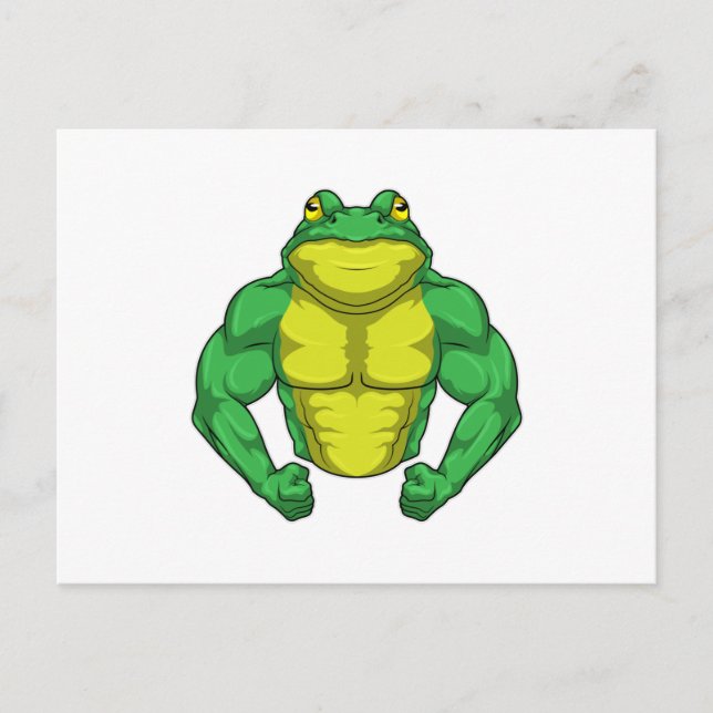 Carte Postale Crapaud en culturiste avec de gros muscles (Devant)