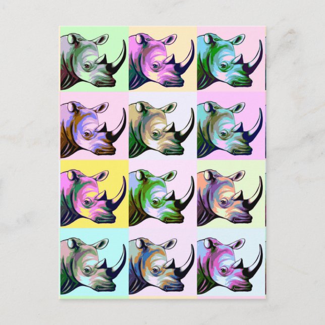 Carte Postale Crash de Rhinos Pop Art (Devant)