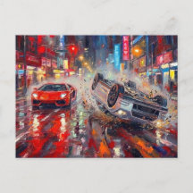 Crash dramatique de voiture Art néon de ville #2