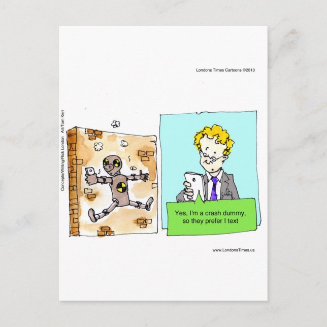 Carte Postale Crash Texte idiot drôle (Devant)