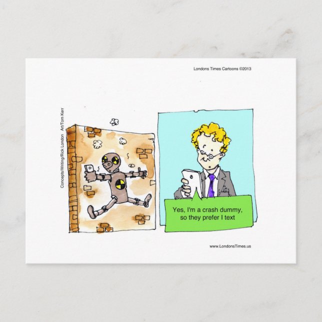 Carte Postale Crash Texte idiot drôle (Devant)