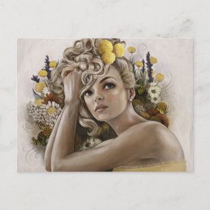 Carte postale "Craspedia" de peinture