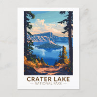 Crater Lake National Park Travel Art Vintage