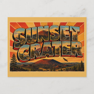 Carte Postale Cratère du coucher de soleil volcan à cône de cend