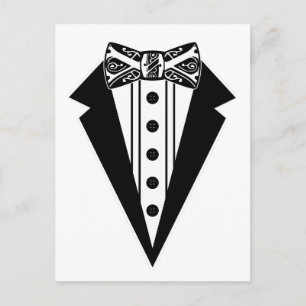 Carte Postale Cravate Bow noir et blanc avec Tux