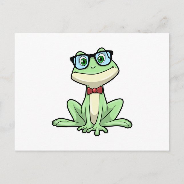 Carte Postale Cravate de lunettes pour étudiants Nerd grenouille (Devant)