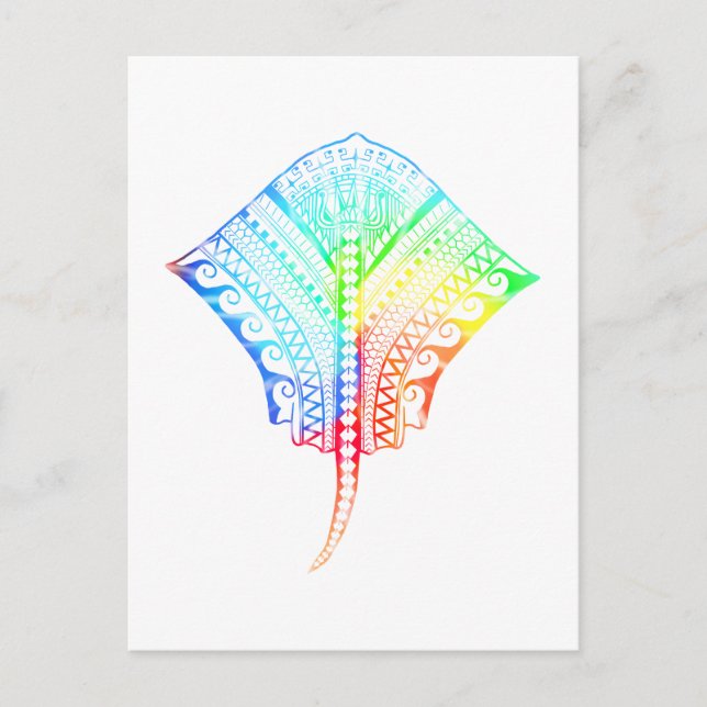 Carte Postale Cravate teintée Couleurs Tribal Stingray (Devant)