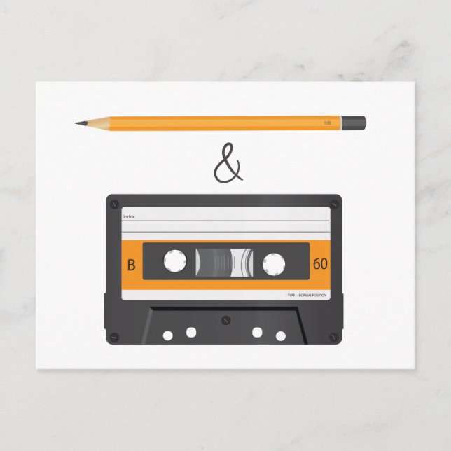 Carte Postale Crayon & cassette compact (Devant)