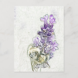Carte Postale Crayon de bourdon de lavande