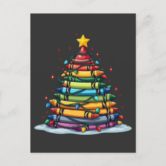 Carte Postale Crayon Noël Arbre Enseignant Noël Étudiant Noël