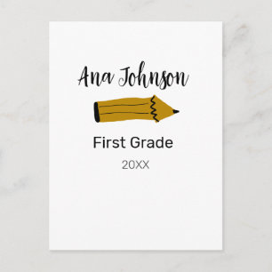 Carte Postale Crayon retour à l'école ajouter nom niveau classe