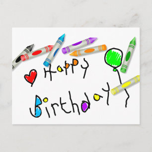 Carte Postale Crayon voeux d'anniversaire