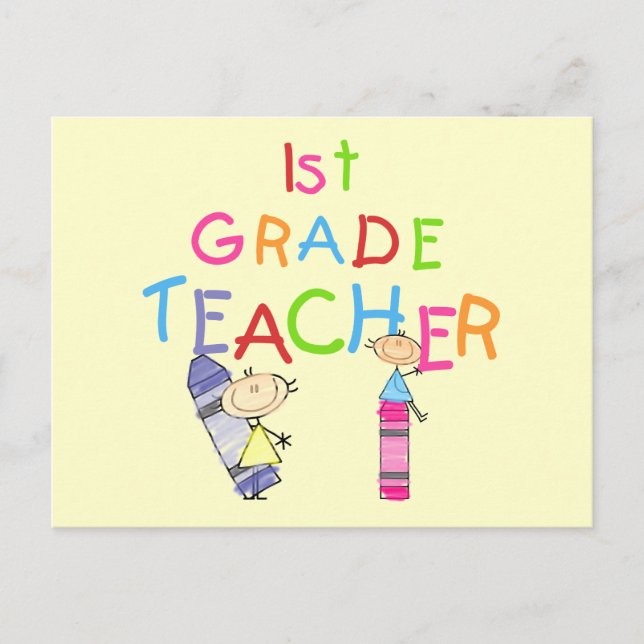 Carte Postale Crayons 1er grade Teacher Tshirts et cadeaux (Devant)
