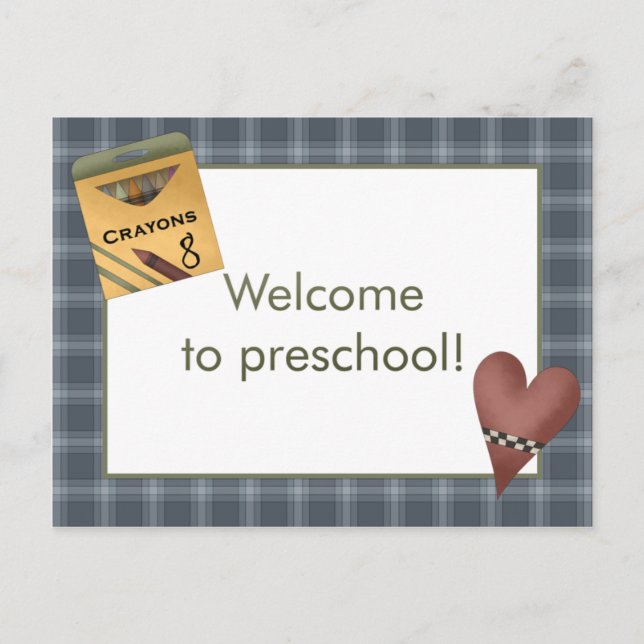 Carte Postale Crayons and Heart Welcome to Preschool Postcard (Devant)