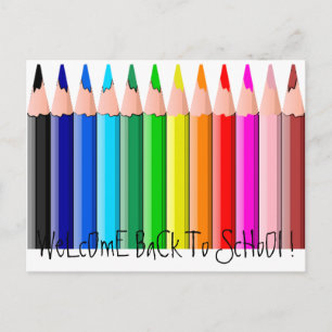 Carte Postale Crayons, BiEnVeNuE dAnS lE cOlLeGe !