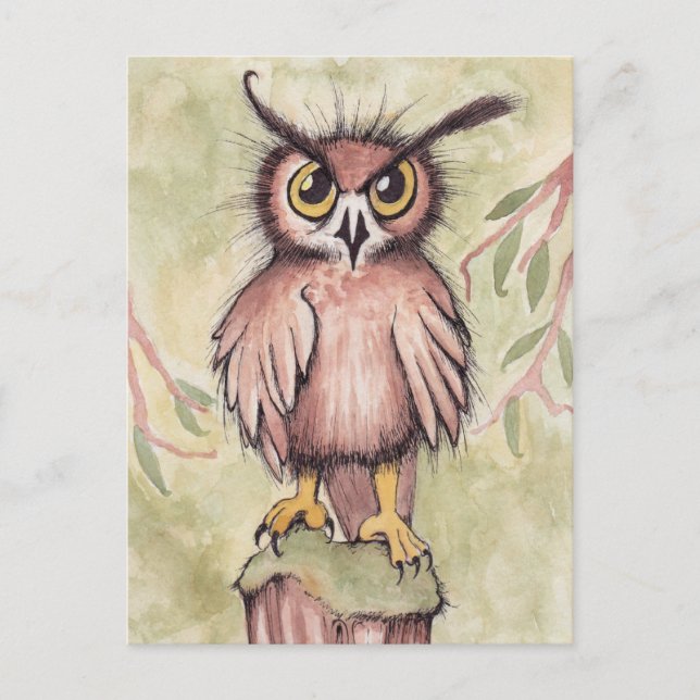 Carte Postale Crazy Cute Owl (Devant)