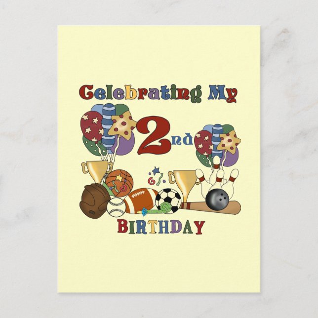 Carte Postale Crazy For Sports 2e Anniversaire T-shirts et cadea (Devant)