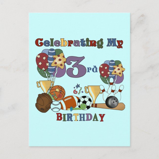 Carte Postale Crazy For Sports 3e Anniversaire Tshirts et cadeau (Devant)