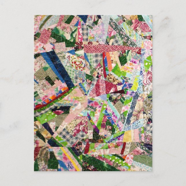 Carte Postale Crazy Quilt dans les couleurs du printemps (Devant)