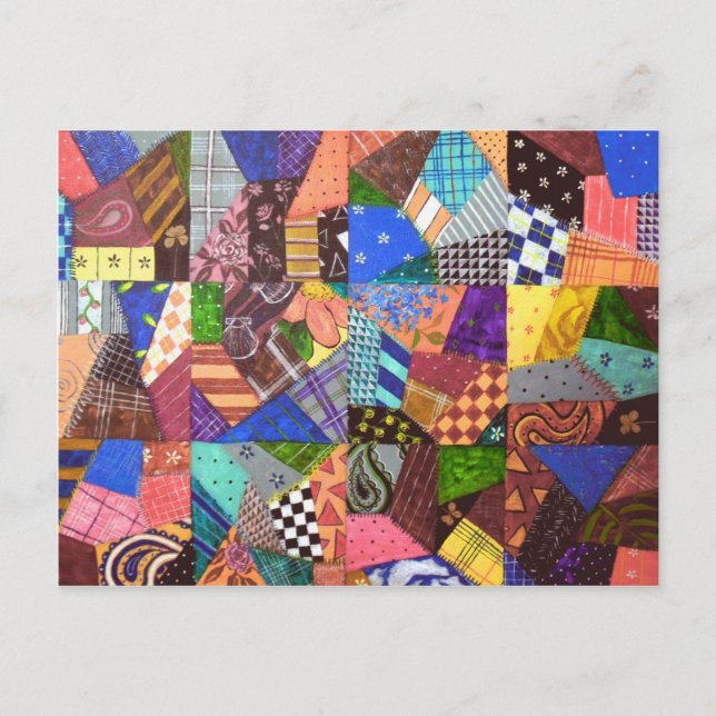 Carte Postale Crazy Quilt Patchwork Quilt Art géométrique Abstra (Devant)