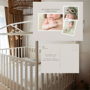 Carte Postale Cream Baby Photo Collage Faire-part de naissance