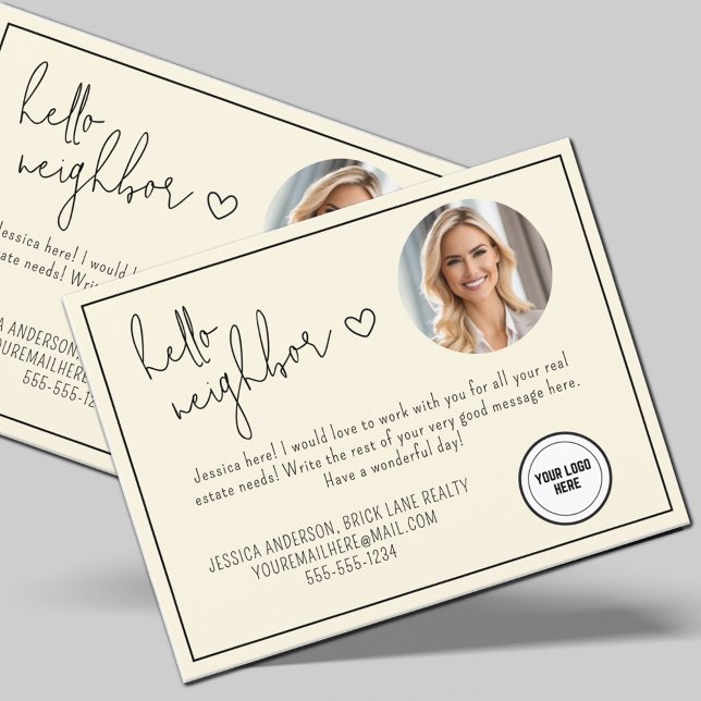 Carte Postale Cream Professional Hello Voisin Immobilier (Créateur téléchargé)