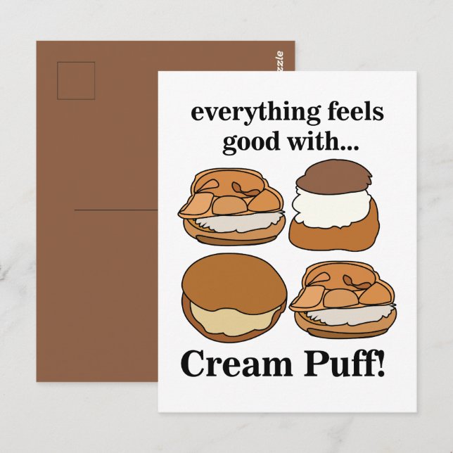 Carte Postale Cream Puff Food Dessert  (Devant / Derrière)