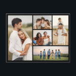 Carte Postale Create Your Own 5 Photo Collage<br><div class="desc">Create your own 5 Photo Collage for Christmas, Birthdays, Weddings, Anniversaries, Graduations, Father's Day, Mother's Day or any other Special Occasion, with our easy-to-use design tool. Add your favorite photos of friends, family, vacations, hobbies and pets and you'll have a stunning, one-of-a-kind photo collage. Our custom photo collage is perfect...</div>
