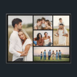 Carte Postale Create Your Own 5 Photo Collage<br><div class="desc">Create your own 5 Photo Collage for Christmas, Birthdays, Weddings, Anniversaries, Graduations, Father's Day, Mother's Day or any other Special Occasion, with our easy-to-use design tool. Add your favorite photos of friends, family, vacations, hobbies and pets and you'll have a stunning, one-of-a-kind photo collage. Our custom photo collage is perfect...</div>