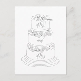 Carte Postale Création de gâteau de mariage M. et Mme