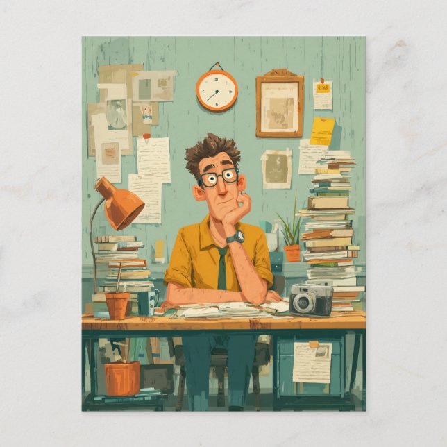 Carte Postale Creative Writer in Busy Office (Devant)
