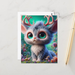 Carte Postale Créature adorable de Jackalope Fluffy