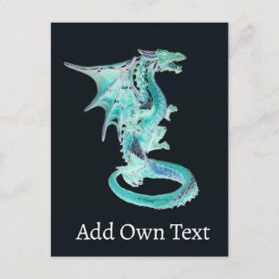 Carte Postale Créature Fantastique Magique Dragon Bleu Serein Da
