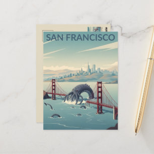 Carte Postale Créature lègendaire de San Francisco de style WPA
