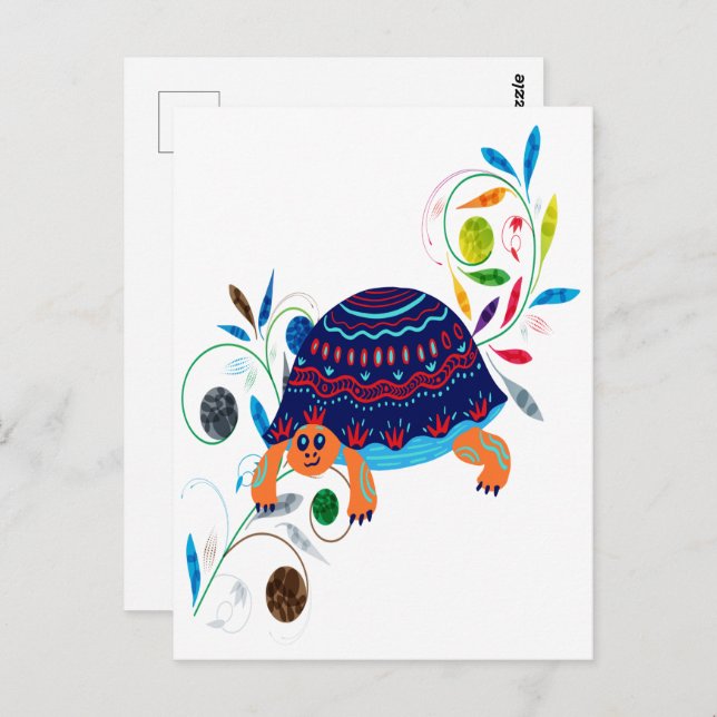 Carte Postale Créatures capricieuses | Tortue (Devant / Derrière)