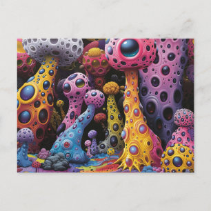 Carte Postale Créatures étranges colorées Abstraites